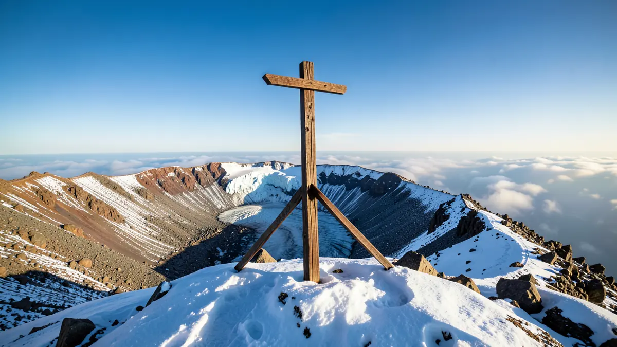 Kilimandscharo Gipfel mit Schnee und Weitblick