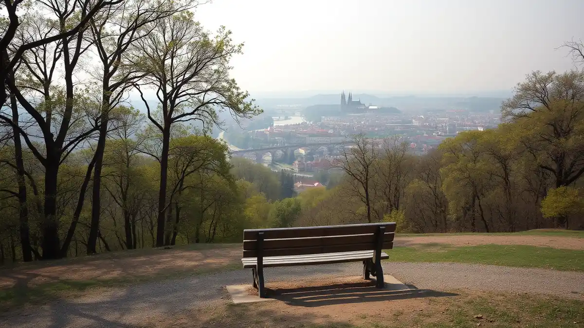 Blick vom Letná Park auf die Moldau und die Brücken von Prag